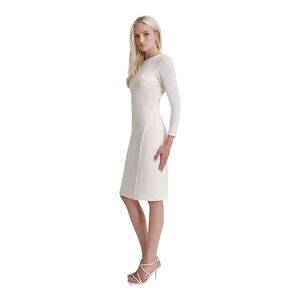 DKNY Women's Ivory Scuba Sheath Dress Long Sleeve Elegant Work Midi‎ Size 4